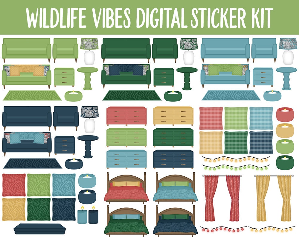Wildlife Vibes Digital Sticker Mega Bundle | GoodNotes & iPad | Safari, Jungle, Animals, June, Floral, Planner Girls, Adulting, Moods, Tasks