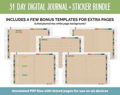 31 Day Digital Journal + Sticker Bundle | Safari Theme