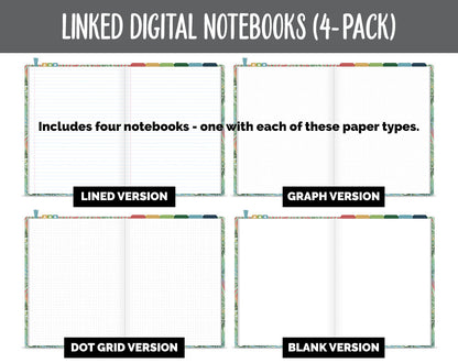 Linked Digital Notebooks 4- Pack | Safari Theme | GoodNotes, iPad & Android