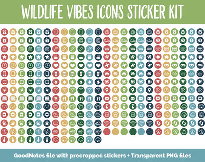 Wildlife Vibes Icon Digital Planner Stickers | GoodNotes, iPad and Android | Icons, Life, Weather, Everyday
