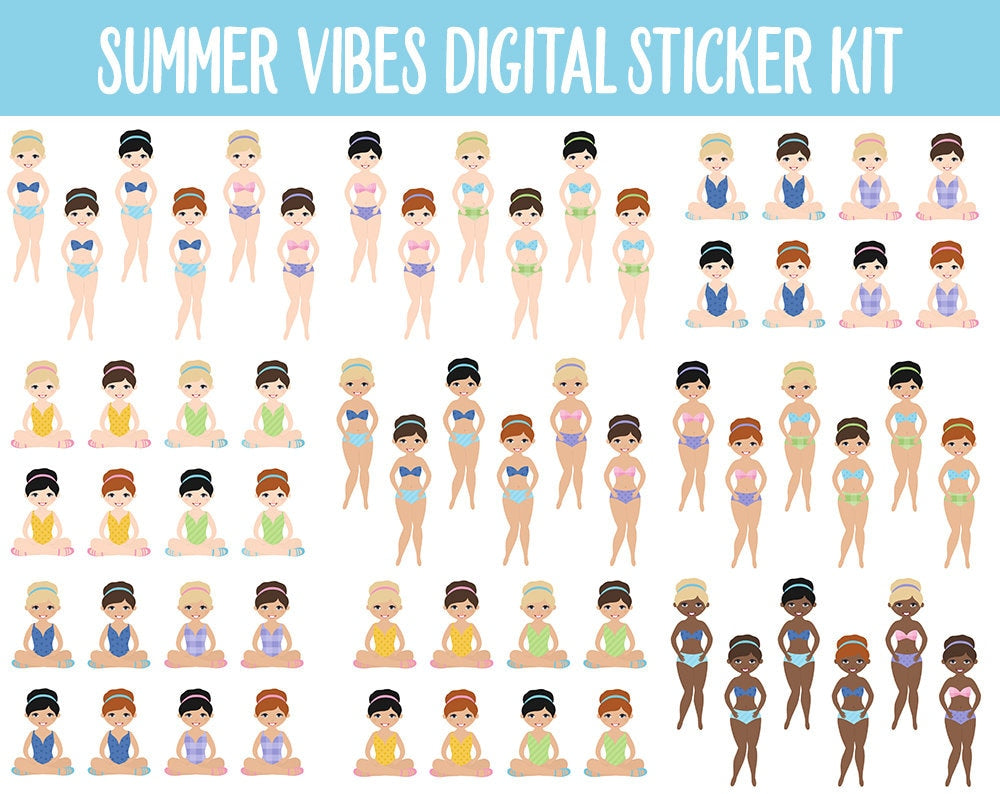 Summer Vibes Digital Sticker Mega Bundle | GoodNotes & iPad | July, Camping, Beach, Outdoors, Planner Girls, Adulting, Moods, Tasks