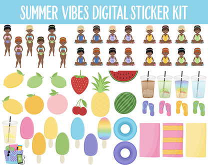 Summer Vibes Digital Sticker Mega Bundle | GoodNotes & iPad | July, Camping, Beach, Outdoors, Planner Girls, Adulting, Moods, Tasks