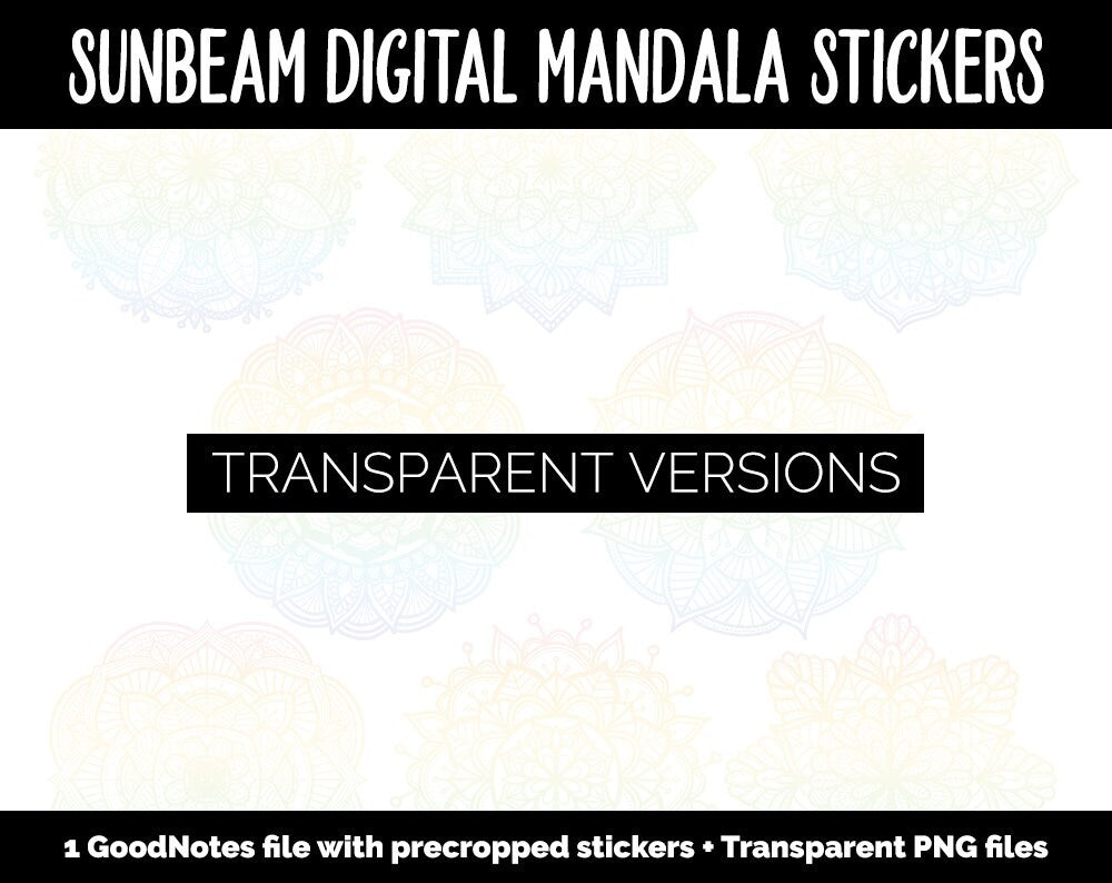 Sunbeam Mandala Digital Planner Stickers | GoodNotes, iPad and Android | Gradient, Ombre, Coloring
