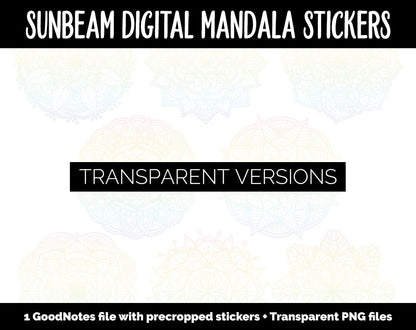 Sunbeam Mandala Digital Planner Stickers | GoodNotes, iPad and Android | Gradient, Ombre, Coloring