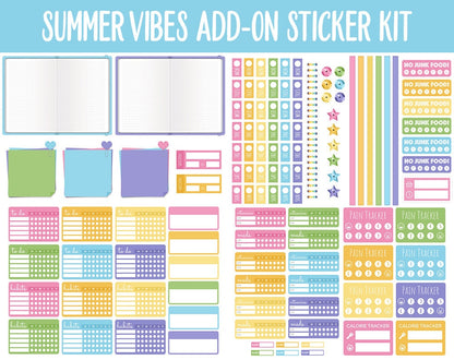 Summer Vibes Add-On Digital Stickers | GoodNotes & iPad | Trackers, Budget, Fitness, Health, Habits