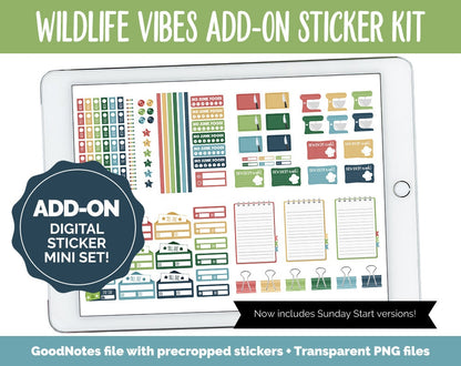 Wildlife Vibes Add-On Digital Stickers | GoodNotes & iPad | Trackers, Budget, Fitness, Health, Habits