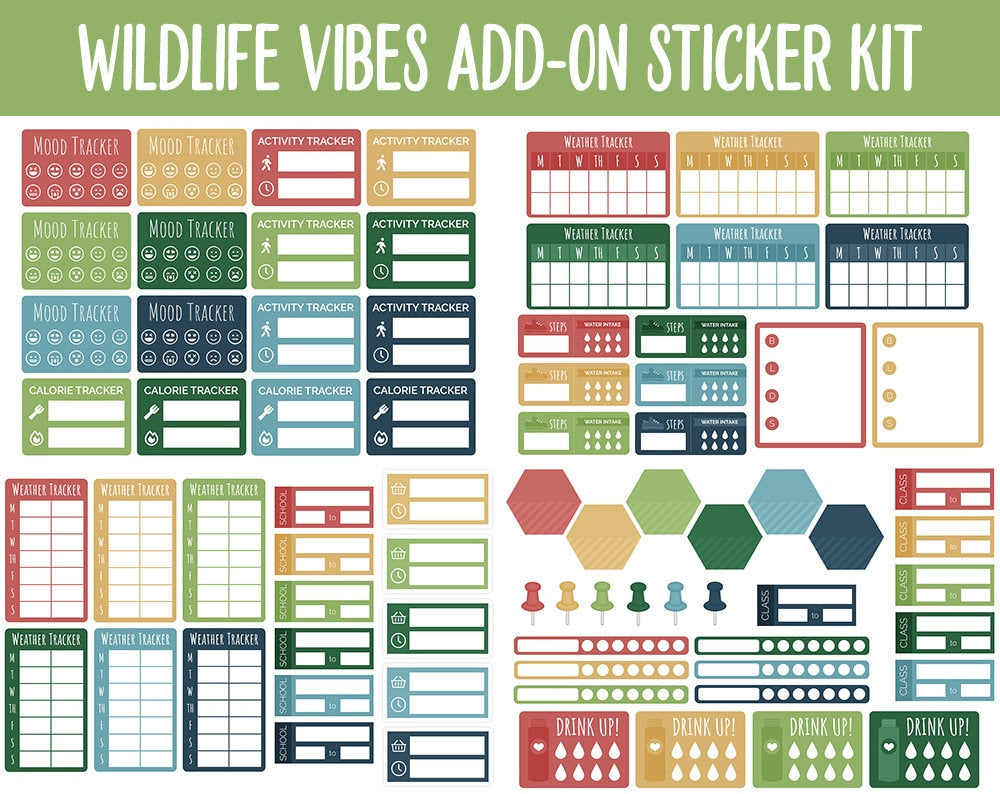 Wildlife Vibes Add-On Digital Stickers | GoodNotes & iPad | Trackers, Budget, Fitness, Health, Habits