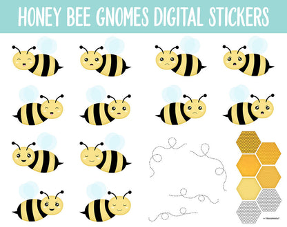Honey Bee Gnomes Digital Planner Stickers | GoodNotes, iPad and Android | Honeycomb, Wildflowers, Gnome