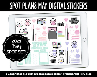 Spot Plans May Digital Stickers | GoodNotes, iPad and Android | Pastel, Spring, Rainbow, Sassy, Adulting, Planning