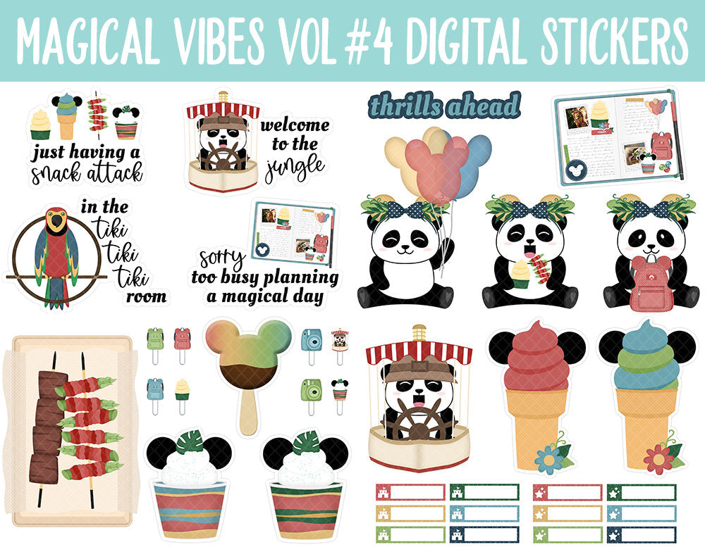 Magical Vibes Vol #4 Adventure Digital Planner Stickers | GoodNotes, iPad and Android | Jungle, Scrapbook, Memories, Day at the Park