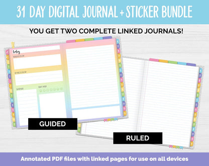 31 Day Digital Journal + Sticker Bundle | Sunbeam Theme