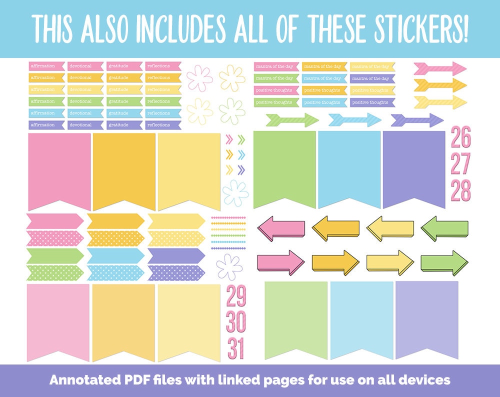 31 Day Digital Journal + Sticker Bundle | Sunbeam Theme