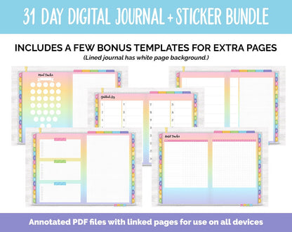 31 Day Digital Journal + Sticker Bundle | Sunbeam Theme