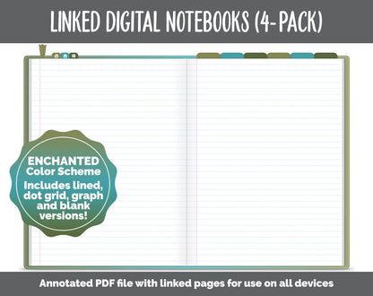 Linked Digital Notebooks 4- Pack | Enchanted Theme | GoodNotes, iPad & Android