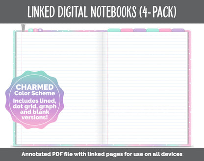 Linked Digital Notebooks 4- Pack | Charmed Theme | GoodNotes, iPad & Android