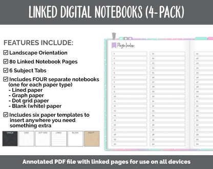 Linked Digital Notebooks 4- Pack | Charmed Theme | GoodNotes, iPad & Android