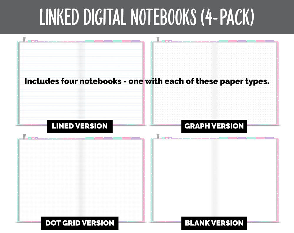 Linked Digital Notebooks 4- Pack | Charmed Theme | GoodNotes, iPad & Android
