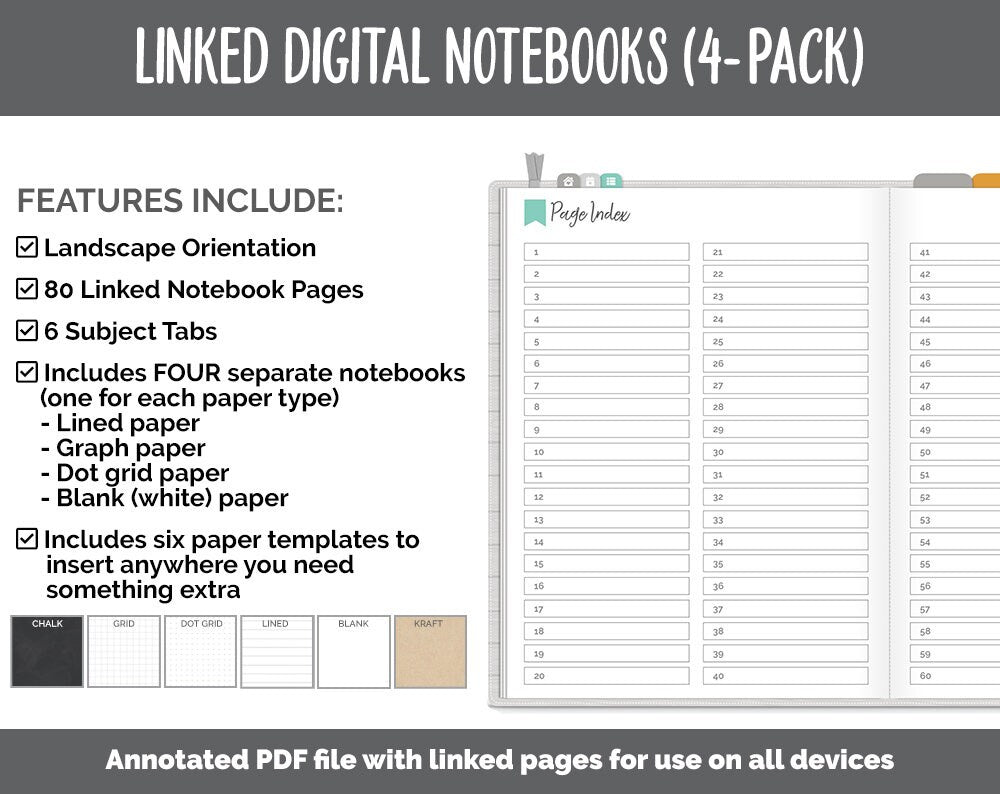 Linked Digital Notebooks 4- Pack | Harvest Theme | GoodNotes, iPad & Android