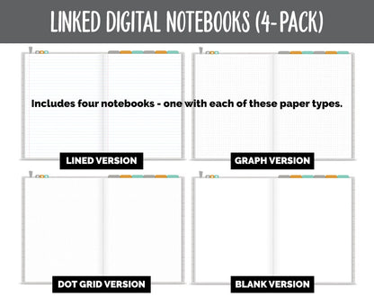 Linked Digital Notebooks 4- Pack | Harvest Theme | GoodNotes, iPad & Android