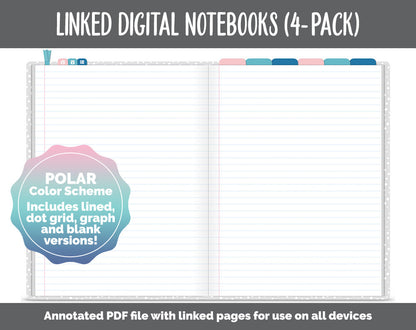 Linked Digital Notebooks 4- Pack | Polar Theme | GoodNotes, iPad & Android