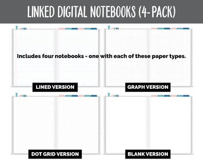 Linked Digital Notebooks 4- Pack | Polar Theme | GoodNotes, iPad & Android