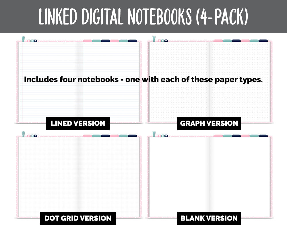Linked Digital Notebooks 4- Pack | Harmony Theme | GoodNotes, iPad & Android