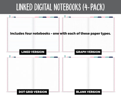 Linked Digital Notebooks 4- Pack | Harmony Theme | GoodNotes, iPad & Android