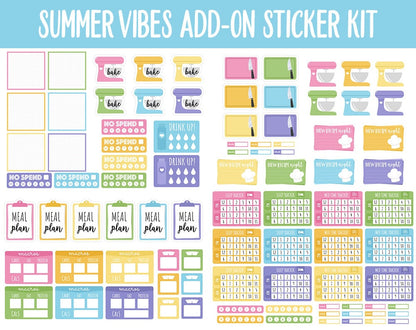 Summer Vibes Add-On Digital Stickers | GoodNotes & iPad | Trackers, Budget, Fitness, Health, Habits