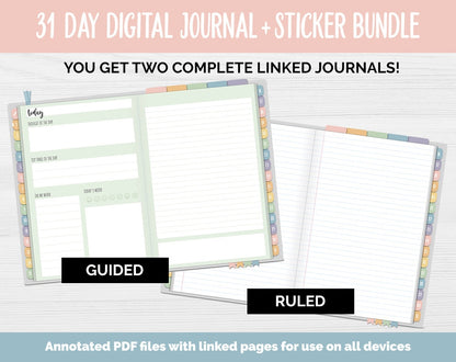 31 Day Digital Journal + Sticker Bundle | Boho Theme