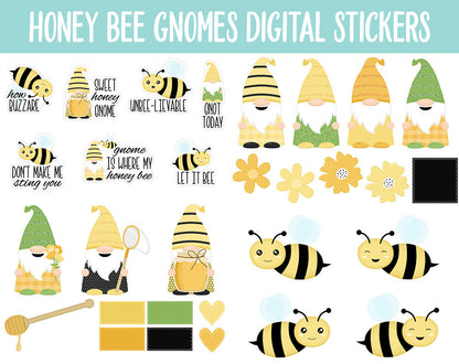 Honey Bee Gnomes Digital Planner Stickers | GoodNotes, iPad and Android | Honeycomb, Wildflowers, Gnome