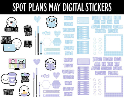 Spot Plans May Digital Stickers | GoodNotes, iPad and Android | Pastel, Spring, Rainbow, Sassy, Adulting, Planning