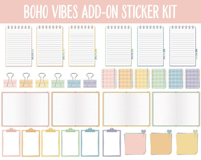 Boho Vibes Add-On Digital Stickers | GoodNotes & iPad | Trackers, Budget, Fitness, Health, Habits