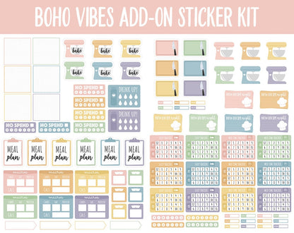 Boho Vibes Add-On Digital Stickers | GoodNotes & iPad | Trackers, Budget, Fitness, Health, Habits
