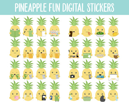 Pineapple Fun Digital Planner Stickers | GoodNotes, iPad and Android | Kawaii, Fruit, Tasks, Activities, Planning