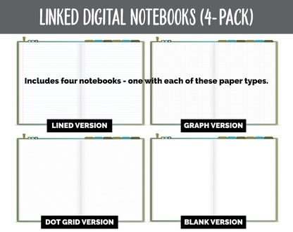 Linked Digital Notebooks 4- Pack | Enchanted Theme | GoodNotes, iPad & Android