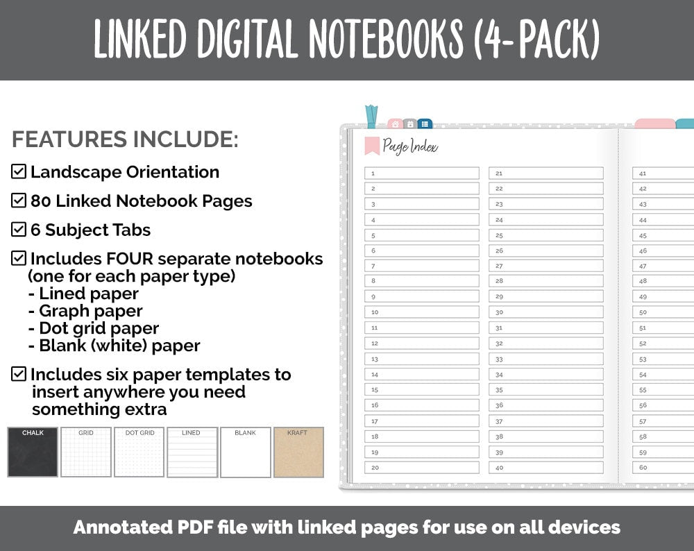 Linked Digital Notebooks 4- Pack | Polar Theme | GoodNotes, iPad & Android
