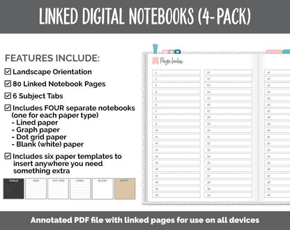 Linked Digital Notebooks 4- Pack | Polar Theme | GoodNotes, iPad & Android