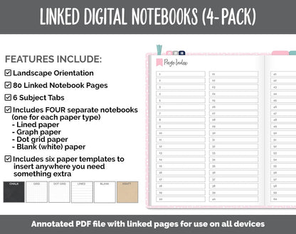 Linked Digital Notebooks 4- Pack | Harmony Theme | GoodNotes, iPad & Android
