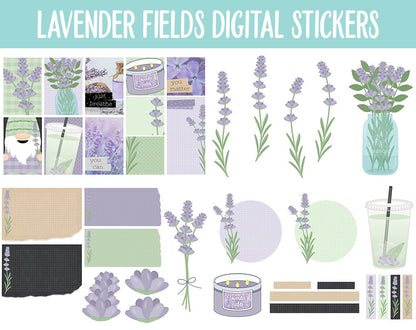 Lavender Fields Digital Planner Stickers | GoodNotes, iPad and Android | Floral, Botantical, Self-Care, Gnomes