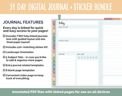 31 Day Digital Journal + Sticker Bundle | Farmstead Theme