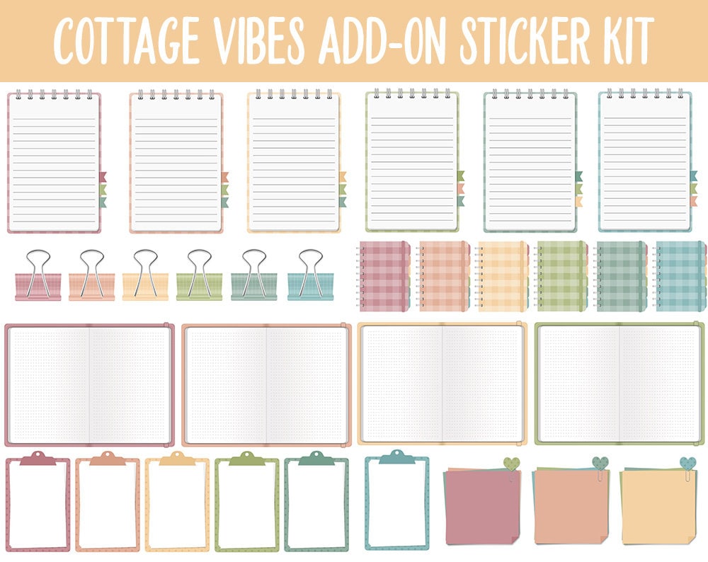Cottage Vibes Add-On Digital Stickers | GoodNotes & iPad | Trackers, Budget, Fitness, Health, Habits