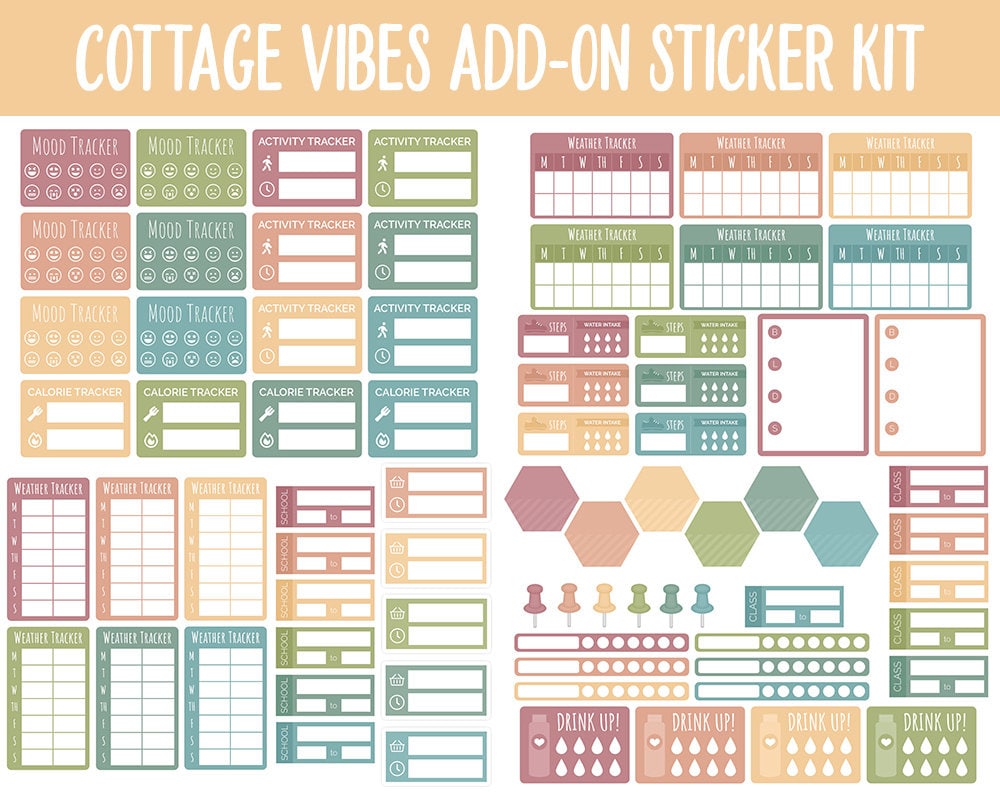 Cottage Vibes Add-On Digital Stickers | GoodNotes & iPad | Trackers, Budget, Fitness, Health, Habits