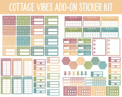 Cottage Vibes Add-On Digital Stickers | GoodNotes & iPad | Trackers, Budget, Fitness, Health, Habits