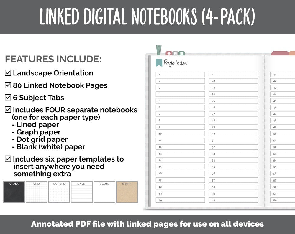 Linked Digital Notebooks 4- Pack | Farmstead Theme | GoodNotes, iPad & Android