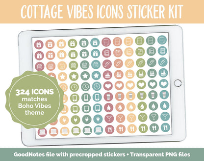 Cottage Vibes Icon Digital Planner Stickers | GoodNotes, iPad and Android | Icons, Life, Weather, Everyday