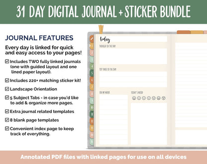 31 Day Digital Journal + Sticker Bundle | Autumn Theme