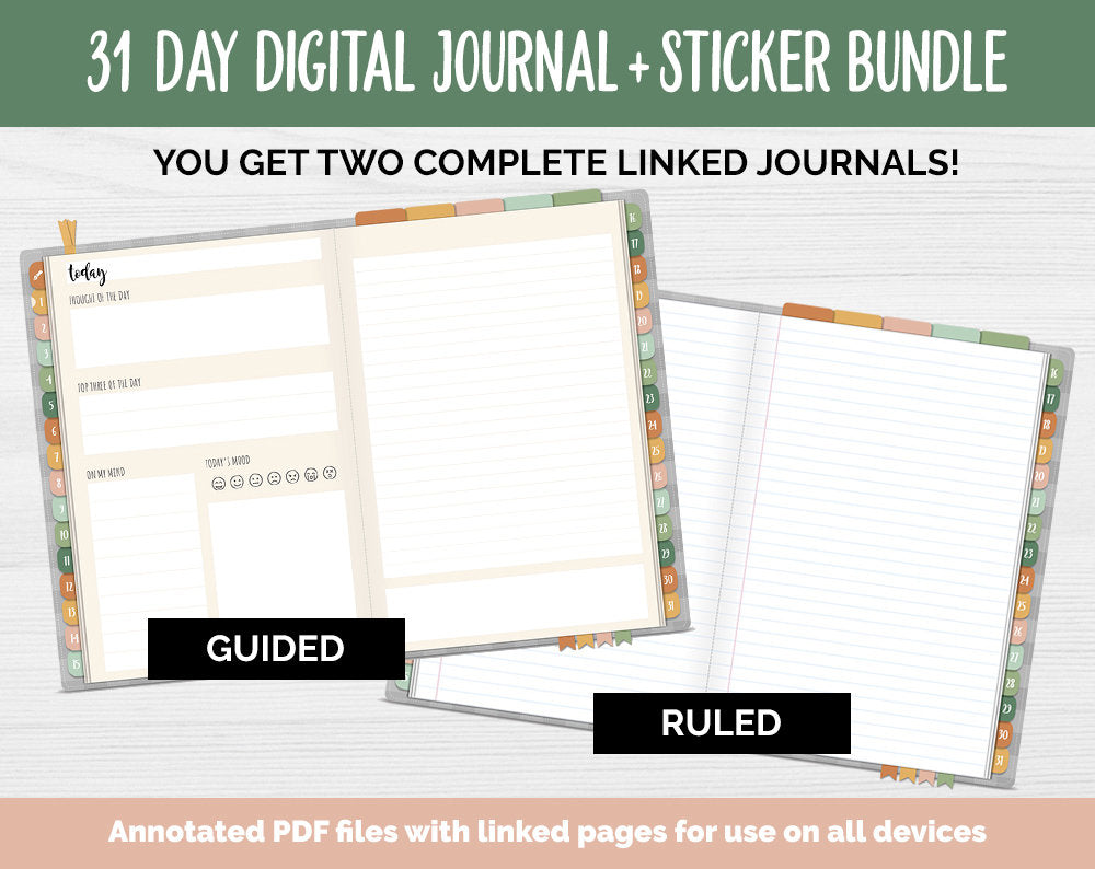 31 Day Digital Journal + Sticker Bundle | Autumn Theme