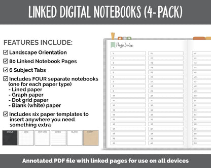 Linked Digital Notebooks 4- Pack | Autumn Theme | GoodNotes, iPad & Android