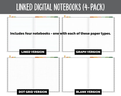 Linked Digital Notebooks 4- Pack | Autumn Theme | GoodNotes, iPad & Android