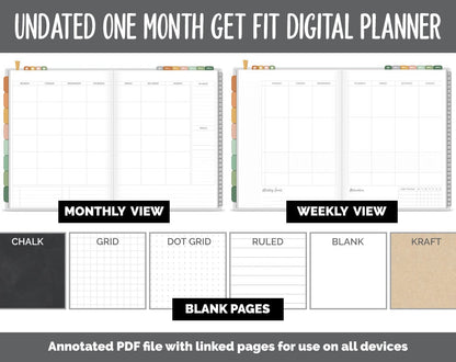 NEW! Undated Get Fit One Month Digital Planner | Autumn - Best Health Edition | GoodNotes, iPad & Android | Fitness, Self-Care